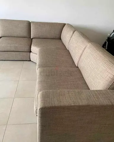 Home centre eterno caramel brown ushape sofa