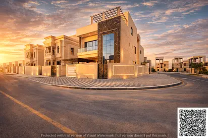 🏡 فيلا زاوية فاخرة للبيع في الحليو 2 – عجمان | واجهة حجر وتشطيب راقٍ