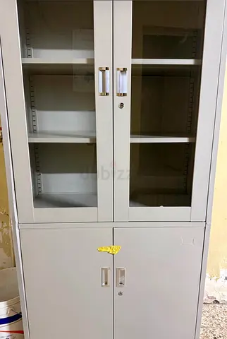 Lockable Metal Office Storage Cabinet with Glass Upper Doors