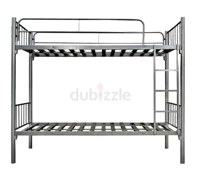 Sturdy Metal Bunk Bed Frame with Ladder - Twin over Twin