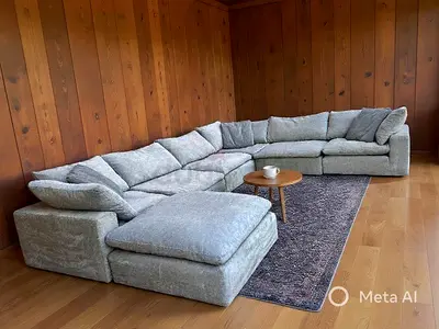 Pan Emirates pianca feather filled sofa with footstool