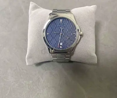 GUCCI - G Timeless Quartz Navy Silver Men