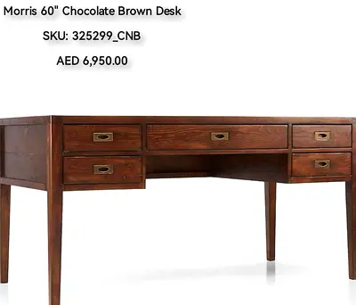 Crate barrel Morris 60 Chocolate Brown Desk