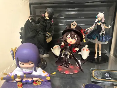 Anime Figure Bundle（4pcs together） - Genshin Impact  Honkai (Kiana, Raiden, Hu Tao, Kurumi Tokisaki)