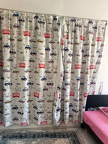Colorful Car-Themed Curtains