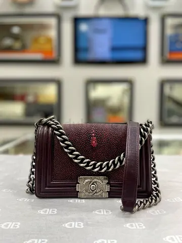 Chanel Burgundy Stingray Small Boy Bag (Authentic/PreOwned)