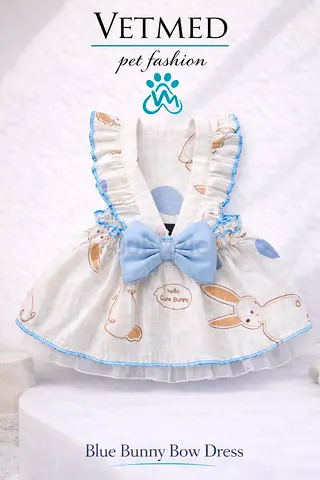 Cute Blue Bunny Bow Dress for Pets