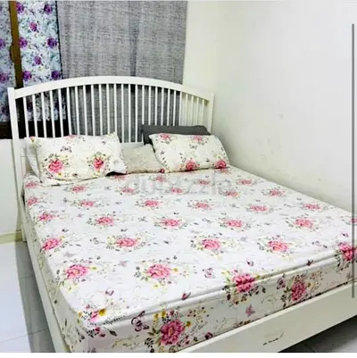 Elegant Floral Bed Frame with Mattress