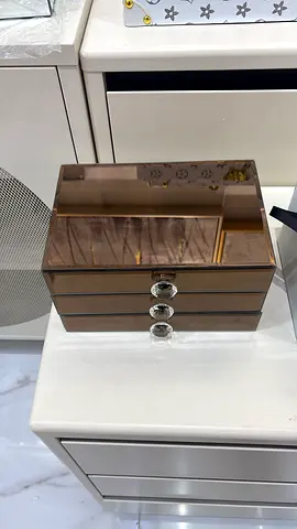 Brown acrylic 3-drawer jewelry box