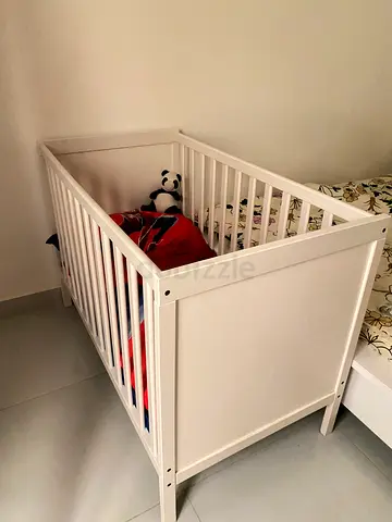 White Wooden Baby Crib - Good Condition