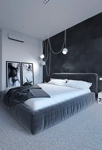 Modern Bedroom Set with Stylish Wall Art