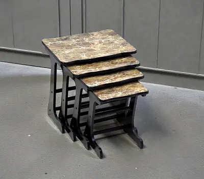 Modern Cream Marble 4-Piece Nesting Table Set – MDF Wooden Coffee  Side Tables For Living Rooms