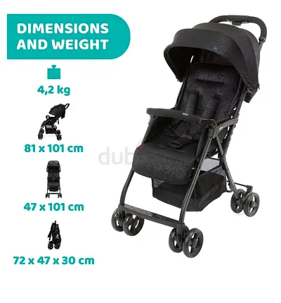 Chicco Compact Foldable Travel Stroller (Black)