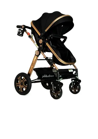 Black  Gold 4-Wheel Baby Stroller - Good Condition