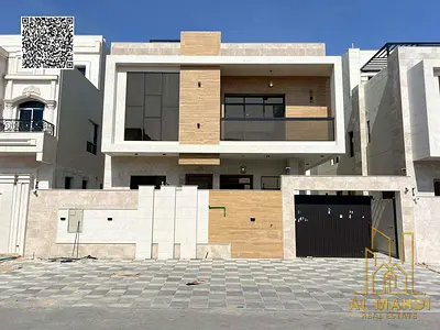 Luxury 7 bedroom villa with roof for sale in Al Bahia Ajman registration fees included modern finishing and spacious layout