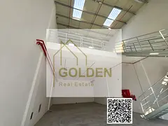 3,000 sq ft warehouse with mezzanine, 22 kW electricity, prime main road location in Al Jurf Industr