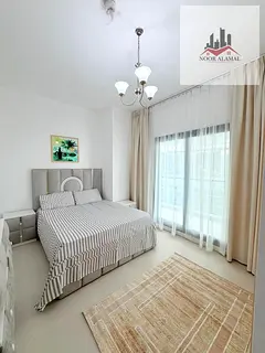 Dubai Silicon Residence... Two bedrooms, living room, kitchen, two bathrooms, and a balcony, furnish
