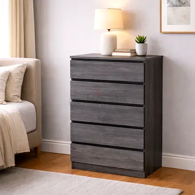Modern 5 Drawer Chest of Drawers – Wooden Storage Cabinet Organizer for Bedroom