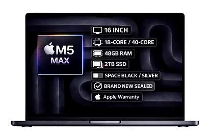 MACBOOK PRO M5 MAX 16” – 48GB RAM / 2TB SSD – SPACE BLACK – BRAND NEW SEALED