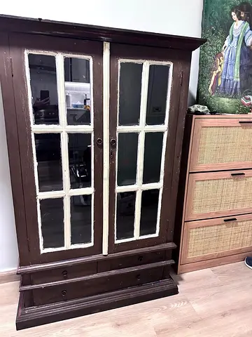 Discounted Item for sales - My solid wood vintage wardrobe/armoire with paneled glass doors