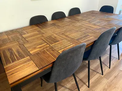 Pan Home Solid wood 8-seater dining table with 8 chairs