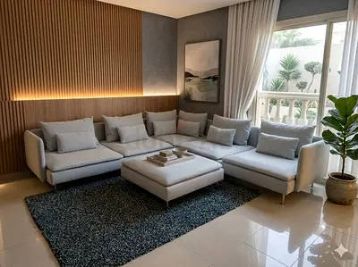 Ikea söderhamn corner six seat sofa with footstool