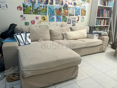 L-Shaped Fabric Sofa in Neutral Color