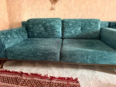 Modern Sofa in Teal Fabric