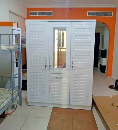 Three door Stylish White Wardrobe with Mirror