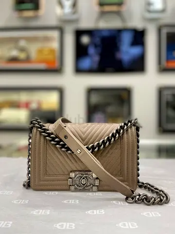 Chanel Beige Le Boy Chevron Small Bag (Authentic/PreOwned)