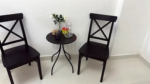 Compact Black Dining Set with Table and Chairs