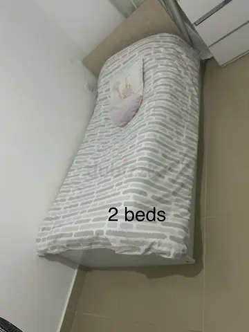 Single bed with mattress and headboard — 2 available