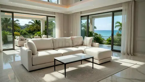 Modern cratebarrel lshape sofa beige