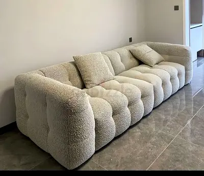 My Plush Bouclé 3-Seater Sofa — Light Beige