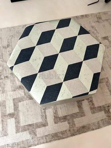 Hexagonal geometric ottoman/pouf — lightly used 110×110×45 CM