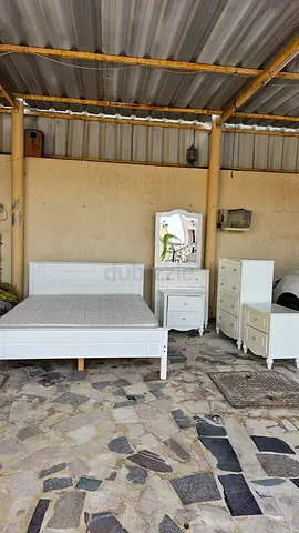 White Bedroom Furniture Set - Includes Bed and Nightstand