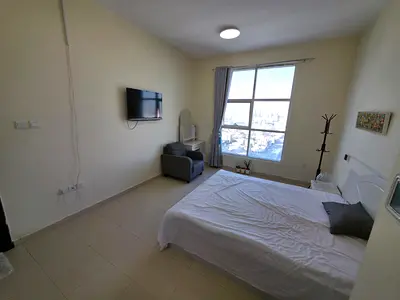 1-bedroom apartment with living room for sale in City Tower C2, 865 sqft, Sheikh Palace view, with parking, 48 installments remaining, total price AED