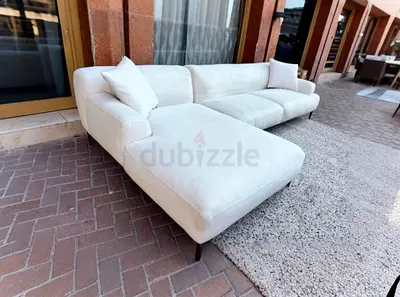 The Loom Collection L Shape Sofa Beige Good Condition