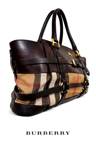 Burberry
Beige/Black Leather and House Check Canvas Bridle Satchel - Pre-owned