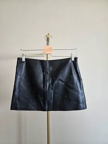 MNG Stylish Black Leather Skirt