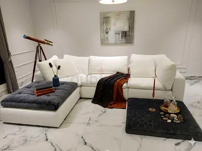 Marina home cloud feather 🪶 filled modular sofa with ottoman