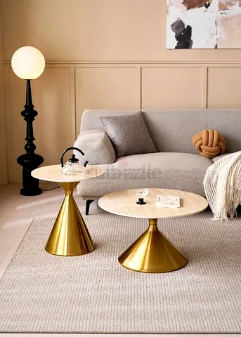 Stylish Modern Coffee Tables in Gold and Beige-1051