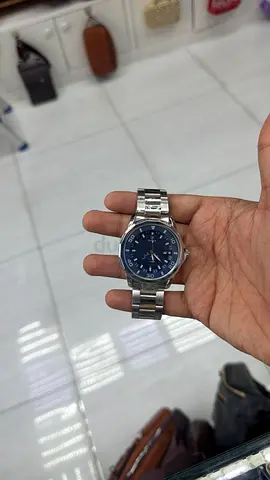 Mens stainless steel watch with blue dial (used)