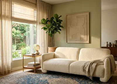 Elegant sofa perfect for home and guests. Strong build and soft fabric. Next day