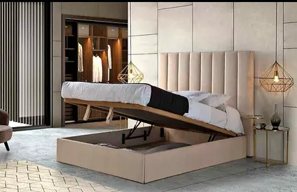 Stylish Upholstered Brand new Queen size bed hydraulic storage good Quality Queen bed frame
