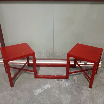 Unique Red Wooden Table Set