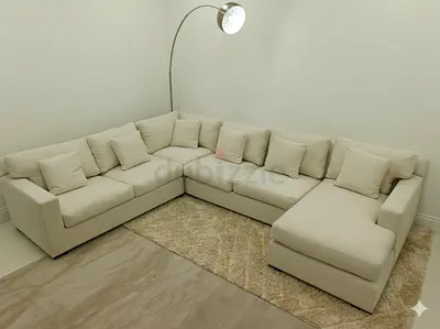 Crate and barrel beige color Ushape sofa