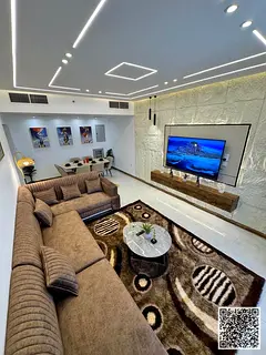 Luxury VIP Apartment ✨ Two bedrooms, living room, and balcony with sea view for monthly rent. Ajma