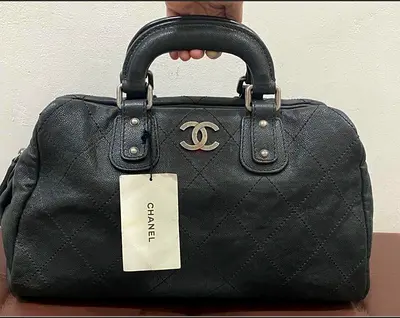 Authentic Chanel Caviar Black Quilted Doctors Handbag