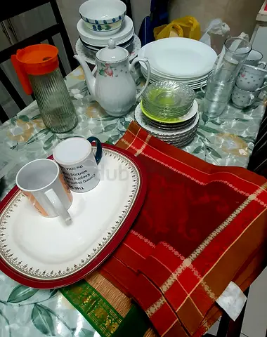 Urgent moving Out Sale – Kitchen Crockery Set – Plates, Cups, Jug, Teapot, Mats
